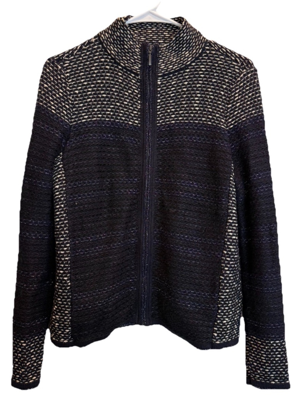 Chicos Tasha Tweed Blue And Silver Size 1